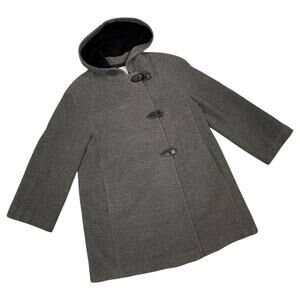 Marisa Minicucci Coat Gray Wool Blend Magnetic Close Swing Jacket Size 6 Hooded